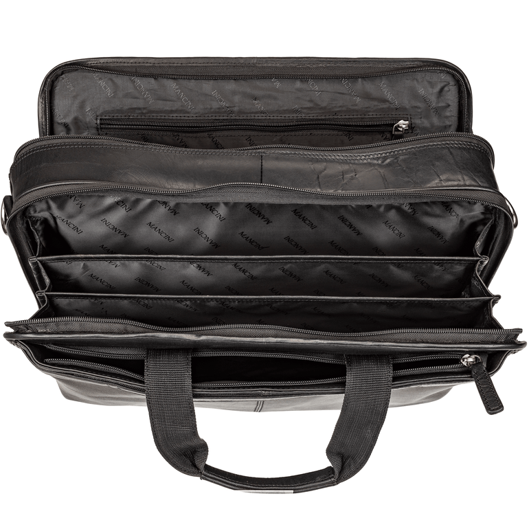 Mancini Laptop Briefcase Mancini BUFFALO Double Compartment Top Zipper 15.6” Laptop / Tablet Briefcase