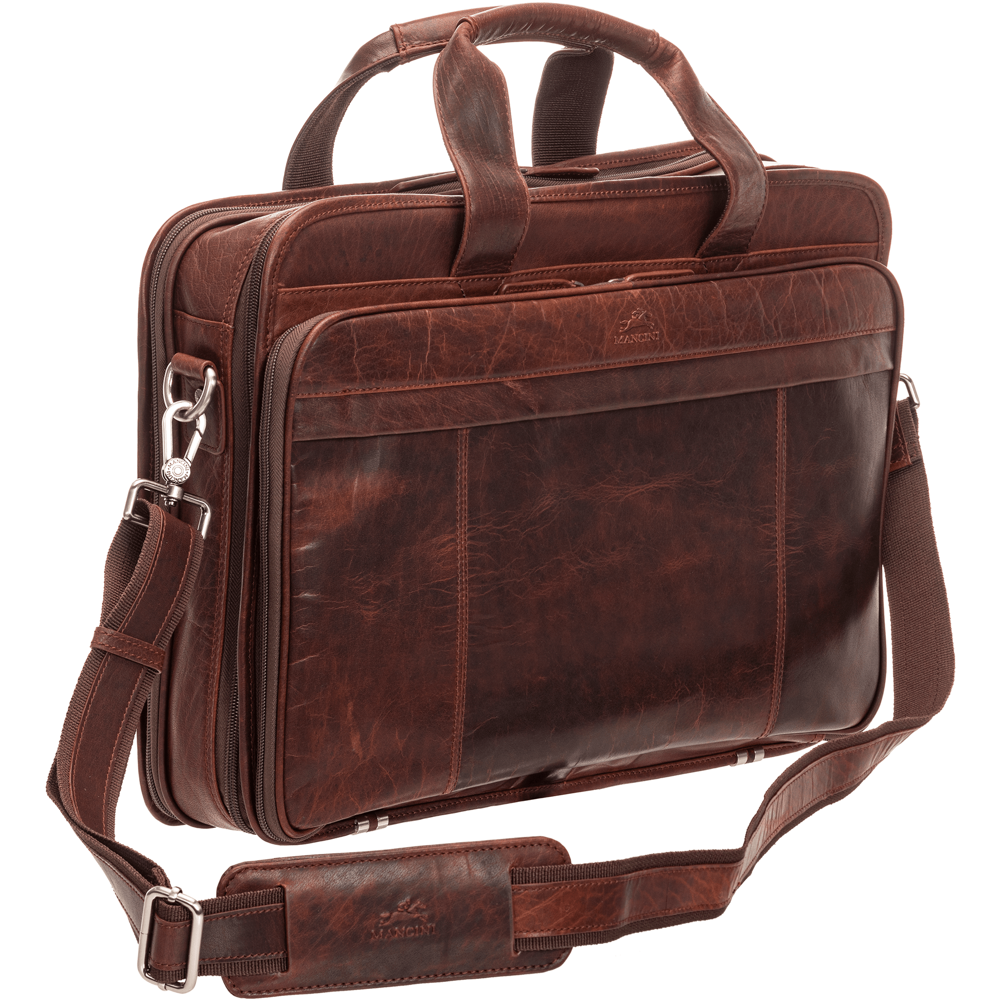 Mancini Laptop Briefcase Mancini BUFFALO Double Compartment Top Zipper 15.6” Laptop / Tablet Briefcase