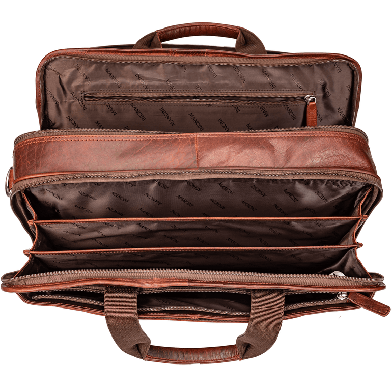 Mancini Laptop Briefcase Mancini BUFFALO Double Compartment Top Zipper 15.6” Laptop / Tablet Briefcase