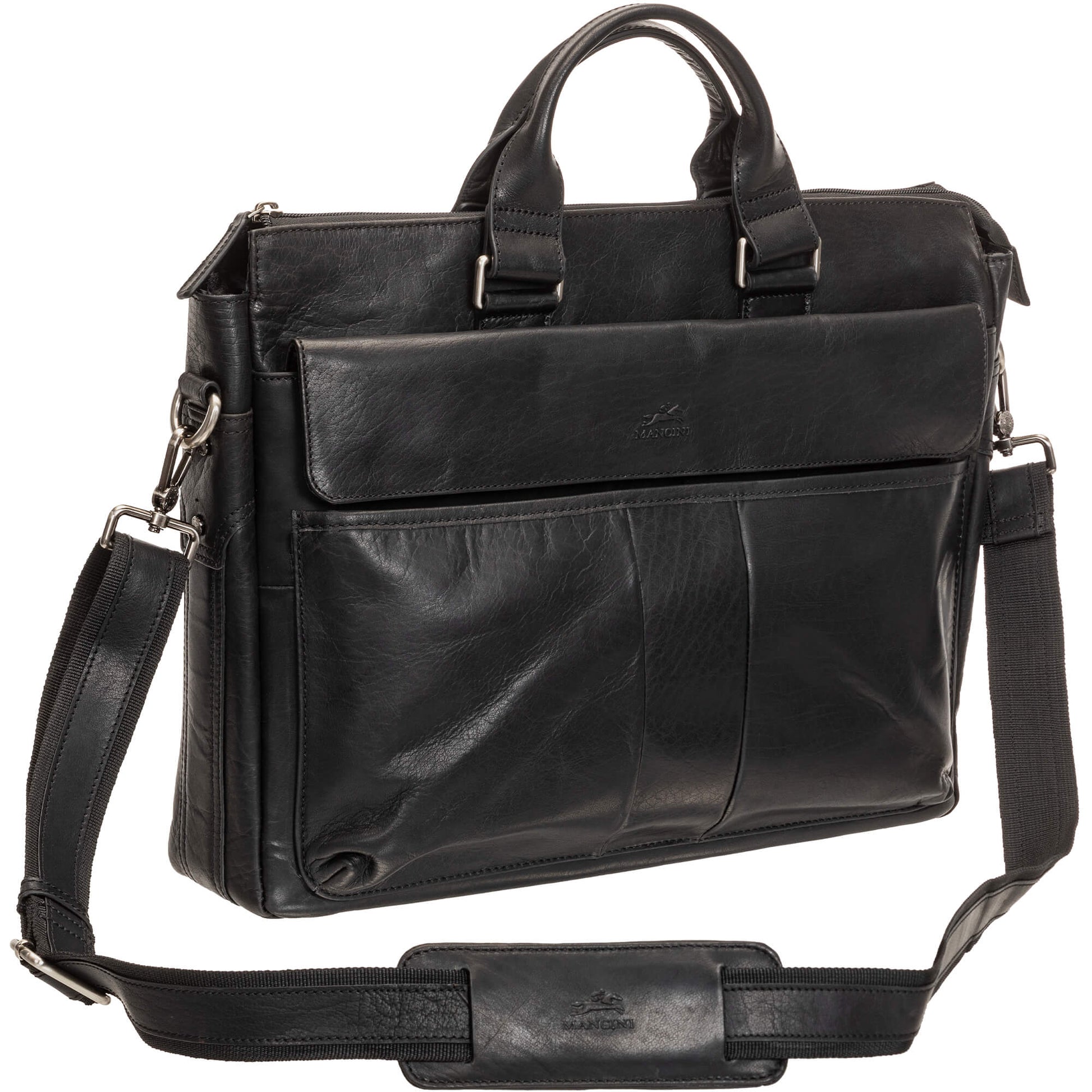 Mancini Laptop Briefcase Mancini BUFFALO Single Compartment Briefcase with RFID Secure Pocket for 15.6” Laptop / Tablet