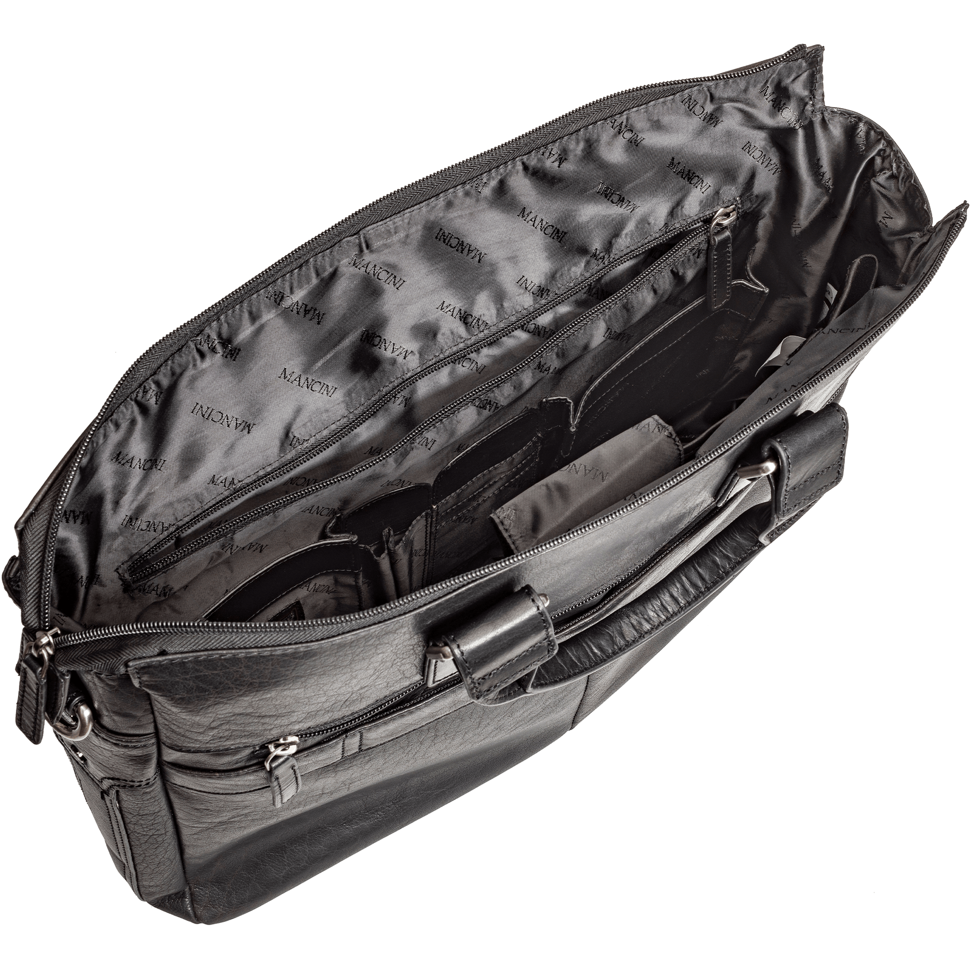 Mancini Laptop Briefcase Mancini BUFFALO Single Compartment Briefcase with RFID Secure Pocket for 15.6” Laptop / Tablet