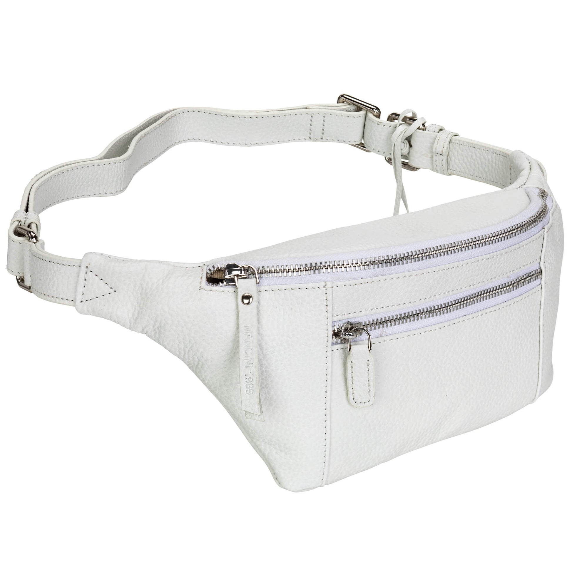Mancini Waist pouch White Mancini Pebbled Waist Bag