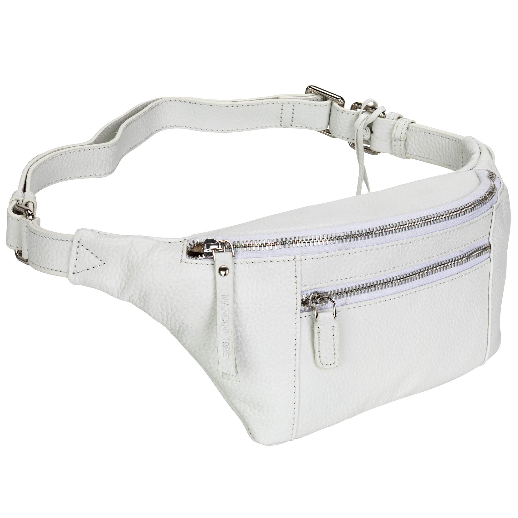 Mancini Waist pouch White Mancini Pebbled Waist Bag