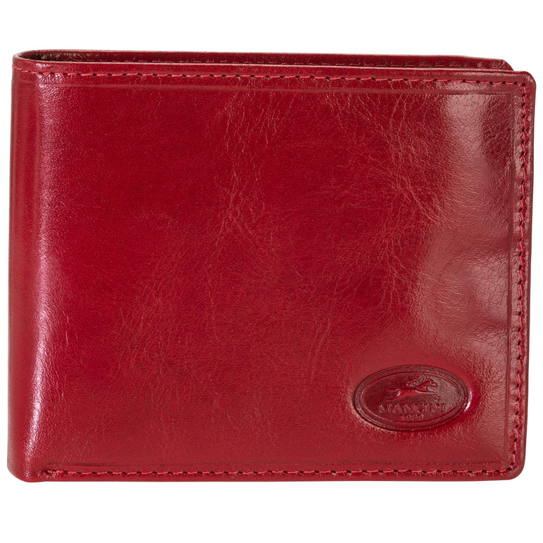 Mancini Wallets Red Mancini EQUESTRIAN-2 Men’s RFID Secure Center Wing Wallet with Coin Pocket