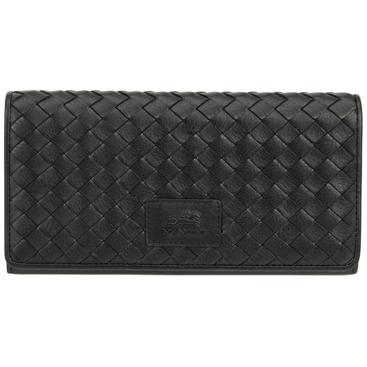 Mancini BASKET WEAVE RFID Secure Trifold Wallet - Black