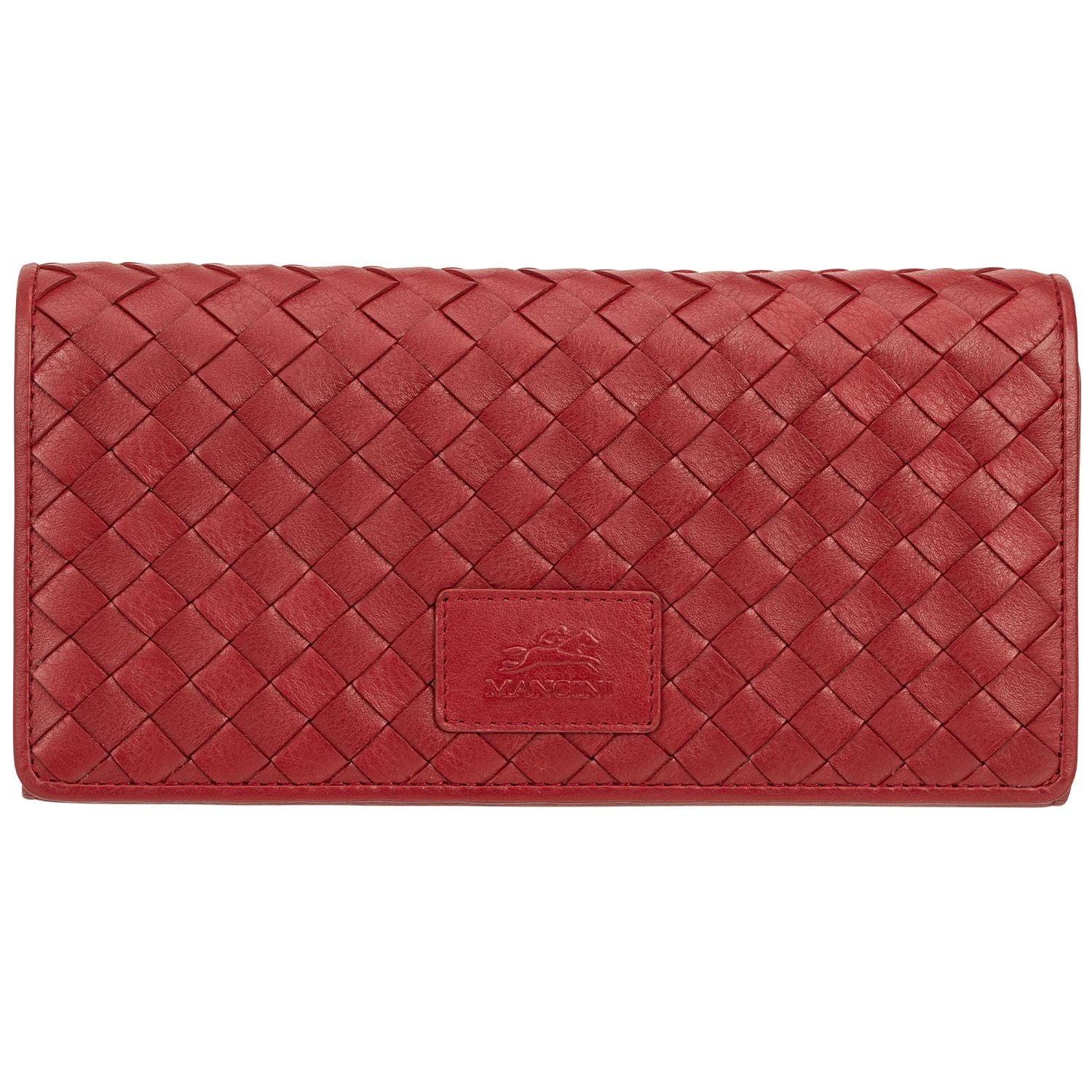 Mancini BASKET WEAVE RFID Secure Trifold Wallet - Red